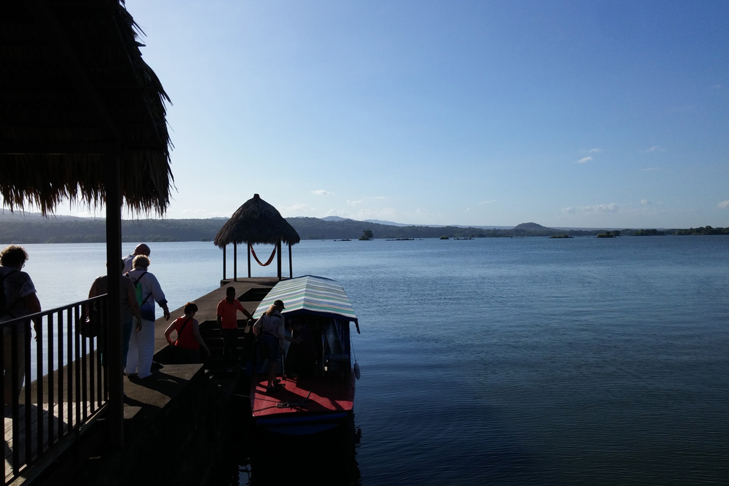 Day 2. Boarding boat to explore the Islets in Lake Nicaragua.
